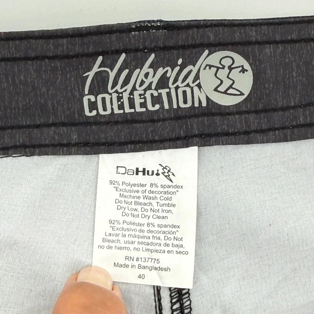 DaHui Hybrid Shorts Mens 40 Blue Striped Boardshorts Stretch Quick Dry
